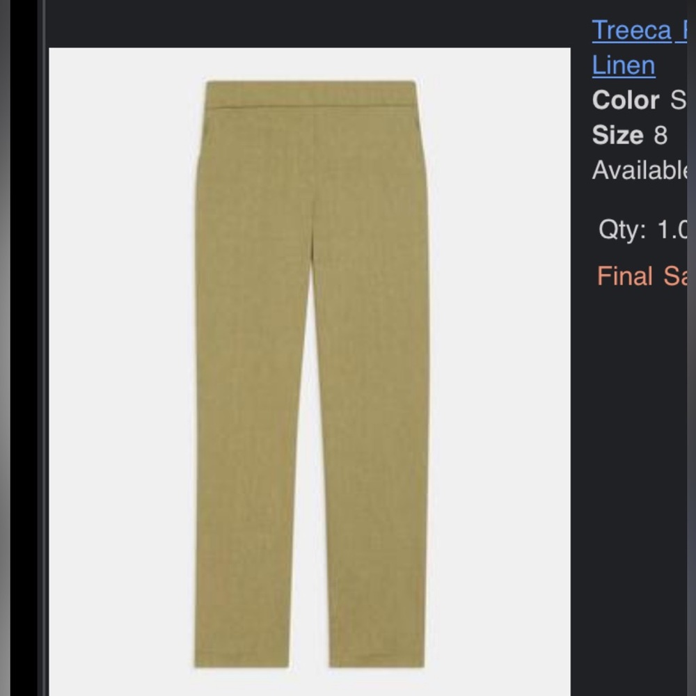 THEORY Treeca Pull-On Pant in Good Linen
Color SPRIG
NWOTs!